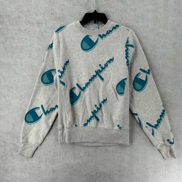 Champion Reverse Weave Crew Neck‎ Sweatshirt Mens SMALL All Over Print - Picture 1 of 12